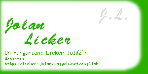 jolan licker business card